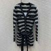 Sweater for Women V-neck Single Breasted Cardigan Luxury CHAN** Brands Classic Stripe Design Sweater Fashion Brand Ladies Tops