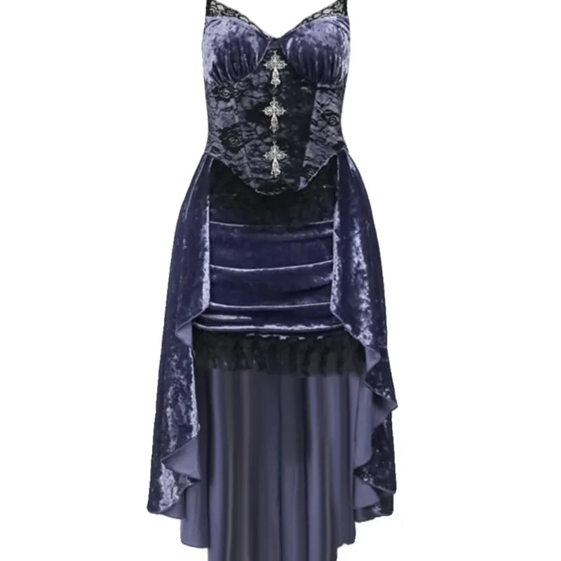 Gothic Style Purple Suit Sling Adult Lady like Woman Shawl Blouse Dress