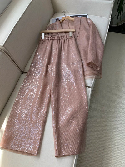 Women'S Suit High Quality Fashionable Commuter Heavy Silk Sequined Trousers + Heavy Silk Sequined Suit