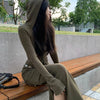 Vintage Wasteland Style Hooded Knitted Coat Female Short Spring and Summer Hot Girl Slim Fit Slimming Long Sleeves Cardigan Top