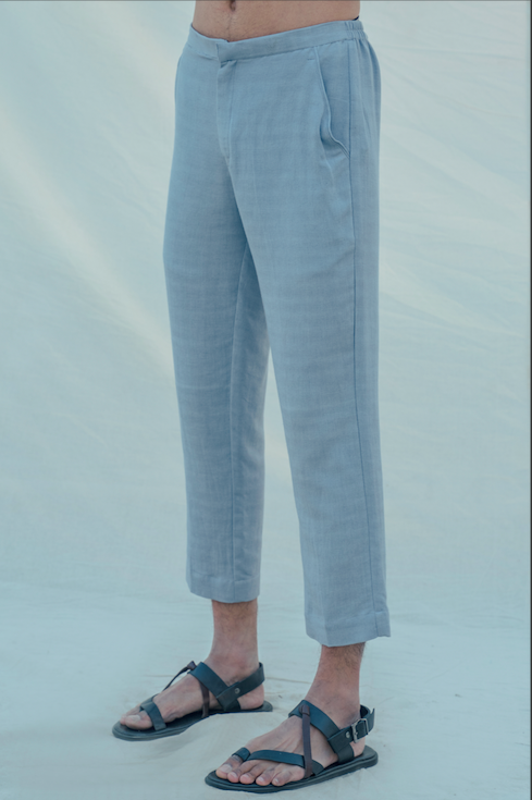 Cotton X Linen Sky Blue Trouser-0