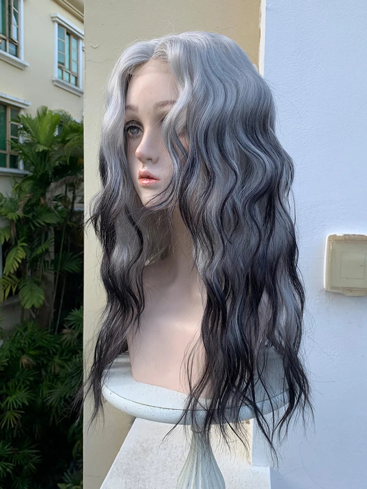 Gradient Curly Hair Dark Gothic Style Punk Lolita Dress up Fashion Niche Wig for Women Realistic Wigs