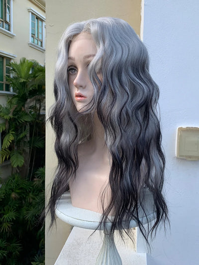 Gradient Curly Hair Dark Gothic Style Punk Lolita Dress up Fashion Niche Wig for Women Realistic Wigs