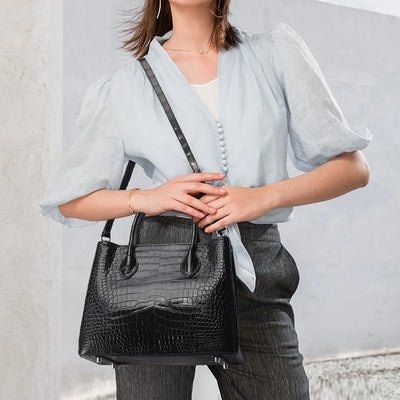 2023 New Designer Crocodile Skin Women Handbag Genuine Leather Lady Shoulder Bag High Grade Large Capacity Messenger Bag 45