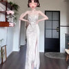 Birthday Little Dress Light Luxury Minority Heavy Embroidery Sequins Silver Shiny Sling Women