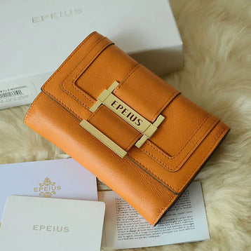 2023 New Fashion Genuine Leather Women Wallets Soft Orange Money Bag High Grade Multi Card Holder Purse With Coin Pocket 45