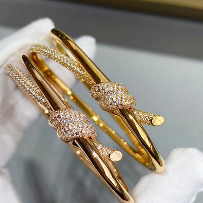 Luxury Brand High-quality Jewelry Party Giftsexquisite High-end Fashion Full Of Diamonds Rose Gold Rope Knot Bracelet For Women