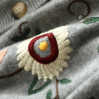 masigoch autumn winter chic embroidery outerwear 7gg thick luxury 100% cashmere cardigan v neck coat women