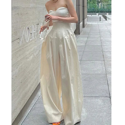 Women's Wide-Leg Pants Retro Waist-Controlled Casual Design Sense Loose-Fitting Mopping