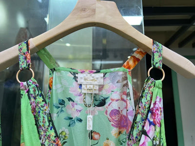 High Quality Autumn Women Fashion Runway Designer Silk Beaded Flower Printed V-Neck Beach Style Sleeveless Long Dress