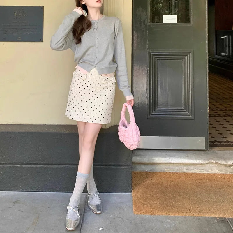 Y2k Hip-Covering Skirt Polka Dot Spring and Summer Girl High Waist Versatile Polka Dot 2024 French Ins Style Retro High Quality