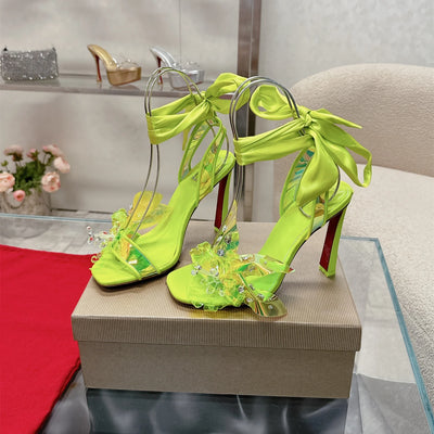 Shoes For Women Size34-43 Genuine Leather Sandals Super High Heels Crystal Flower Pumps Summer Designer Shoes Zapatos De Mujer