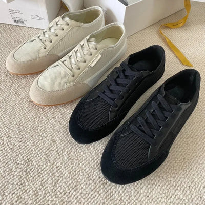 High Quality New Imported Leather Suede Stitching Breathable Mesh Casual Sneakers Shoes for Women