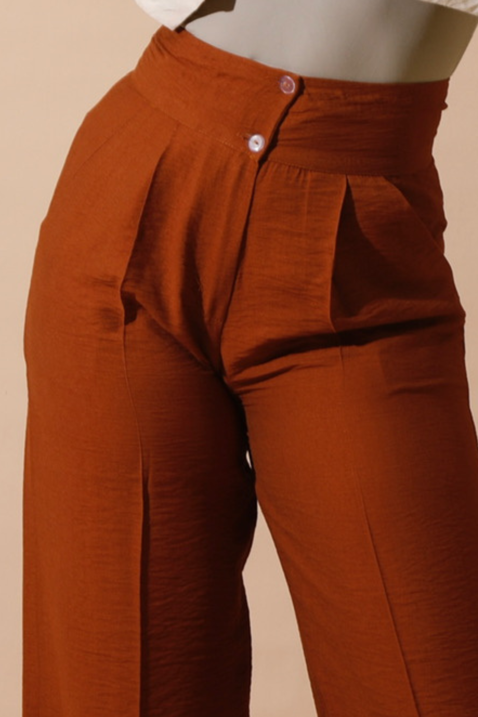 High Waist Linen-Blend Pants - Havan-2