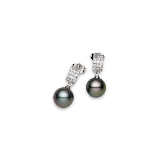 Tahitian South Sea Black Pearls Tilba Dangling Earrings 11-12 mm AA-0