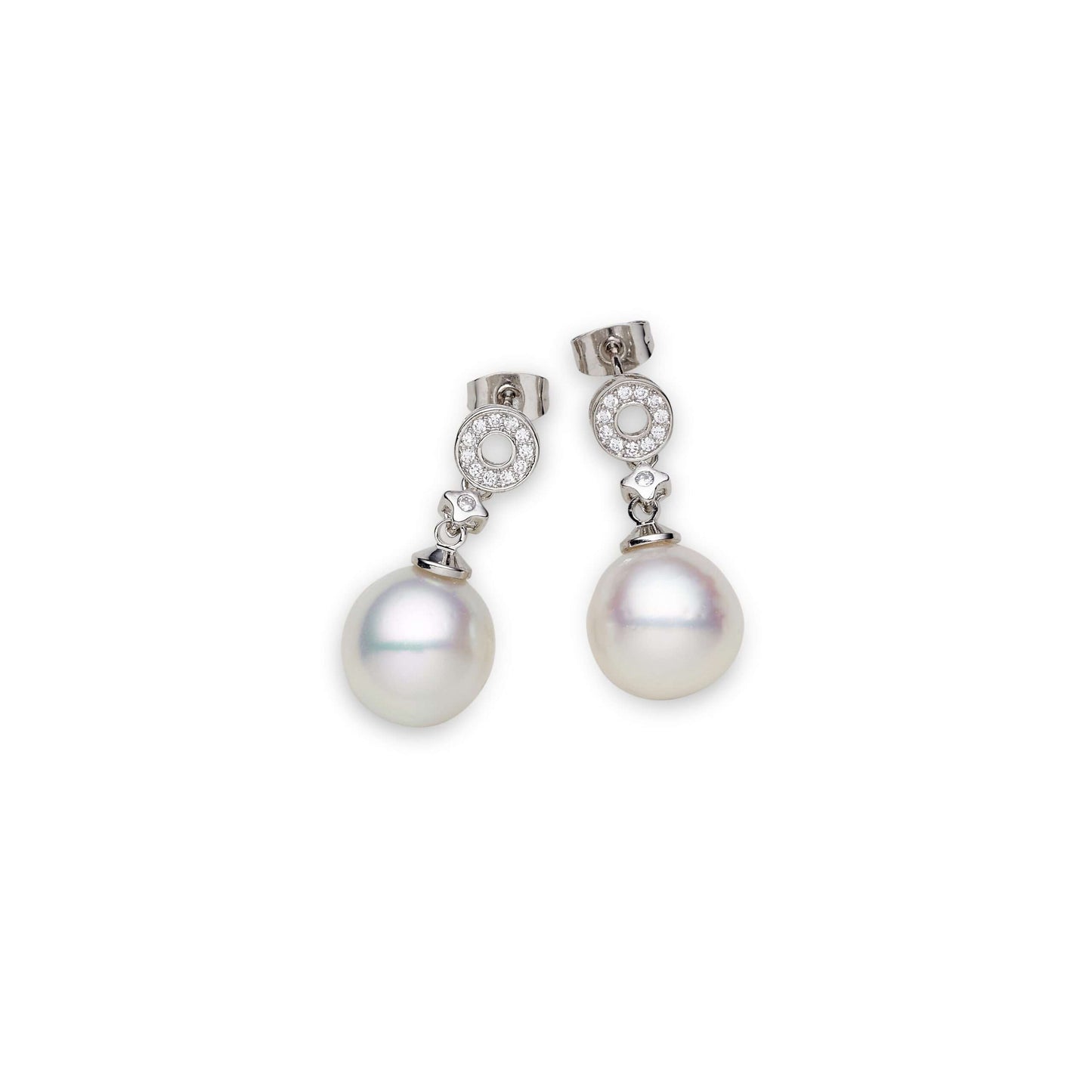 South Sea White Pearls Tempe Dangling Earrings 12-13 mm AAA-0