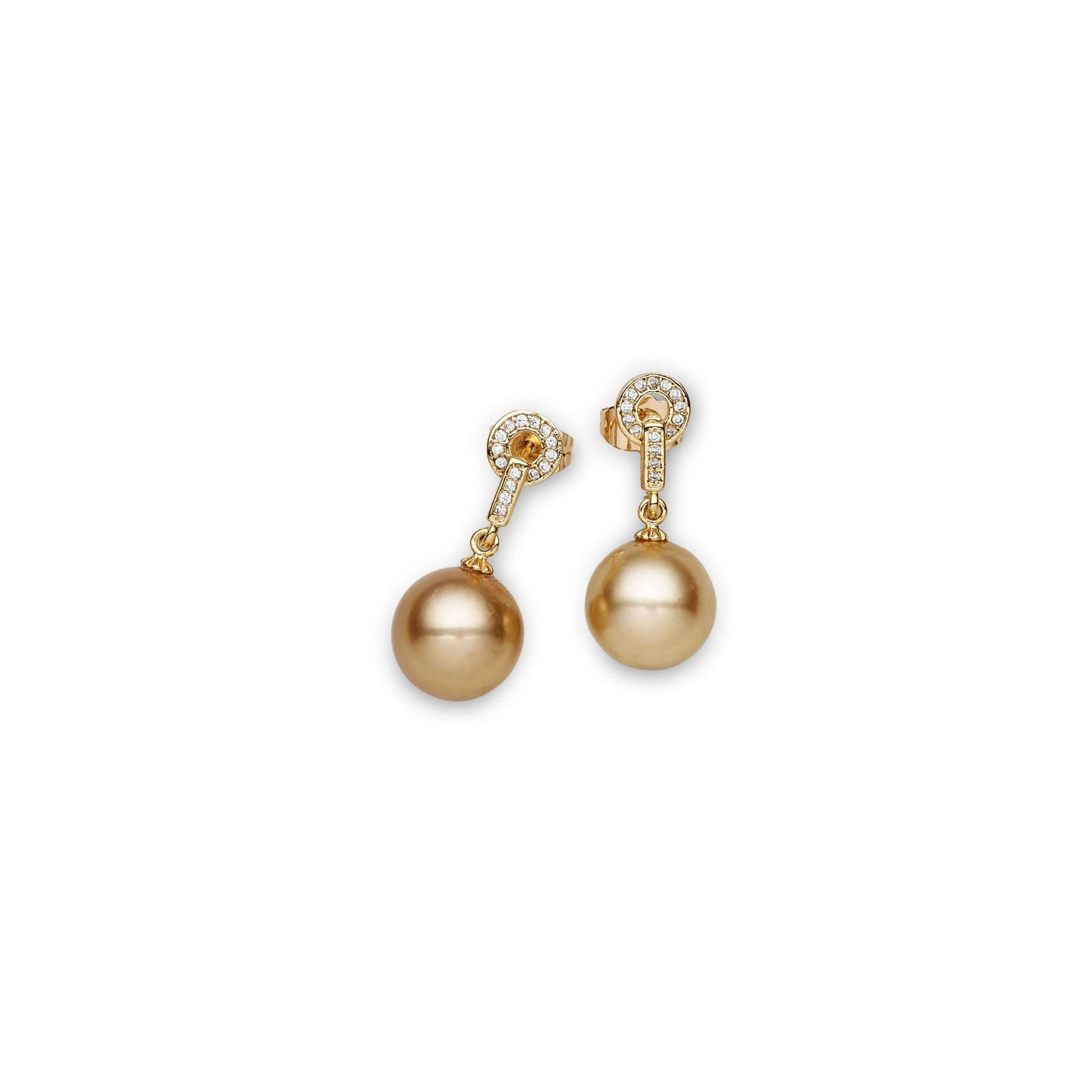 South Sea Gold Pearls Taren Point Dangling Earrings 12-13 mm AAA-0