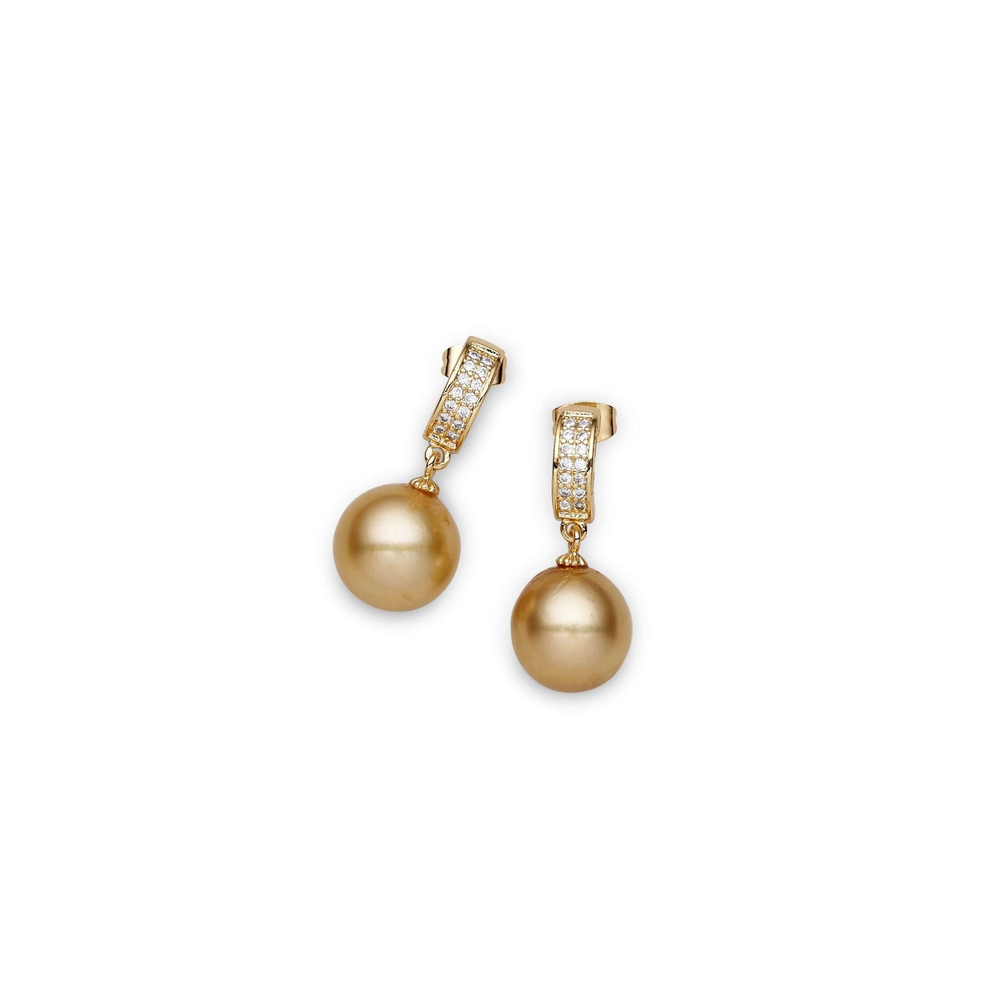 South Sea Gold Pearls Carlingford Dangling Earrings 12-13 mm AAA-0