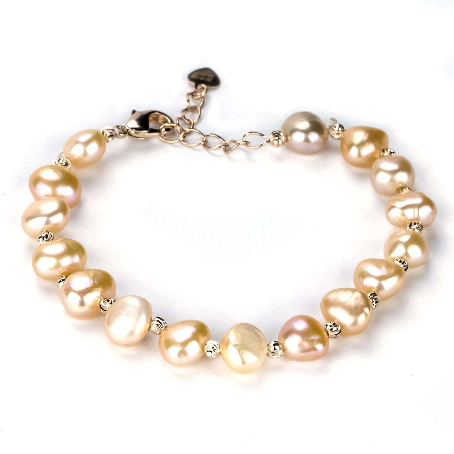 Freshwater Button Shape Pink Clayfield Bracelet 8-9 mm AAAA-0