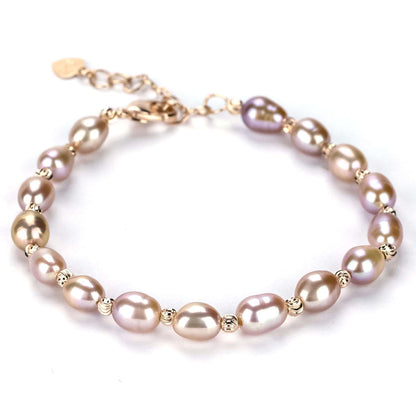 Freshwater purple drop-shaped pearl bracelet with copper finish