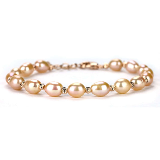 Freshwater Drop Shape Pink St Lucia Bracelet 7 mm AAAA-0