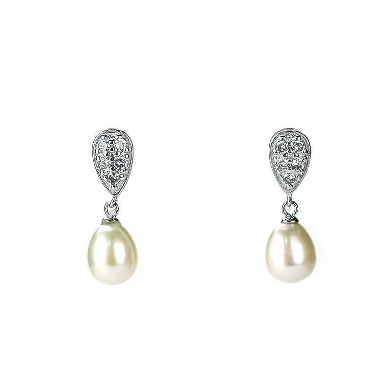 Freshwater White Pearls Casablanca Earrings 8-9 mm AAA-0