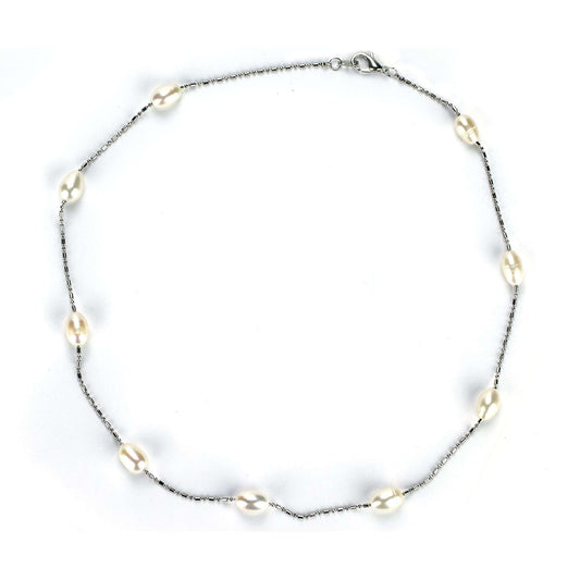 Freshwater Drop Shape White 17.7 inches Hamilton Strand Necklace 8-9 mm AAA-0