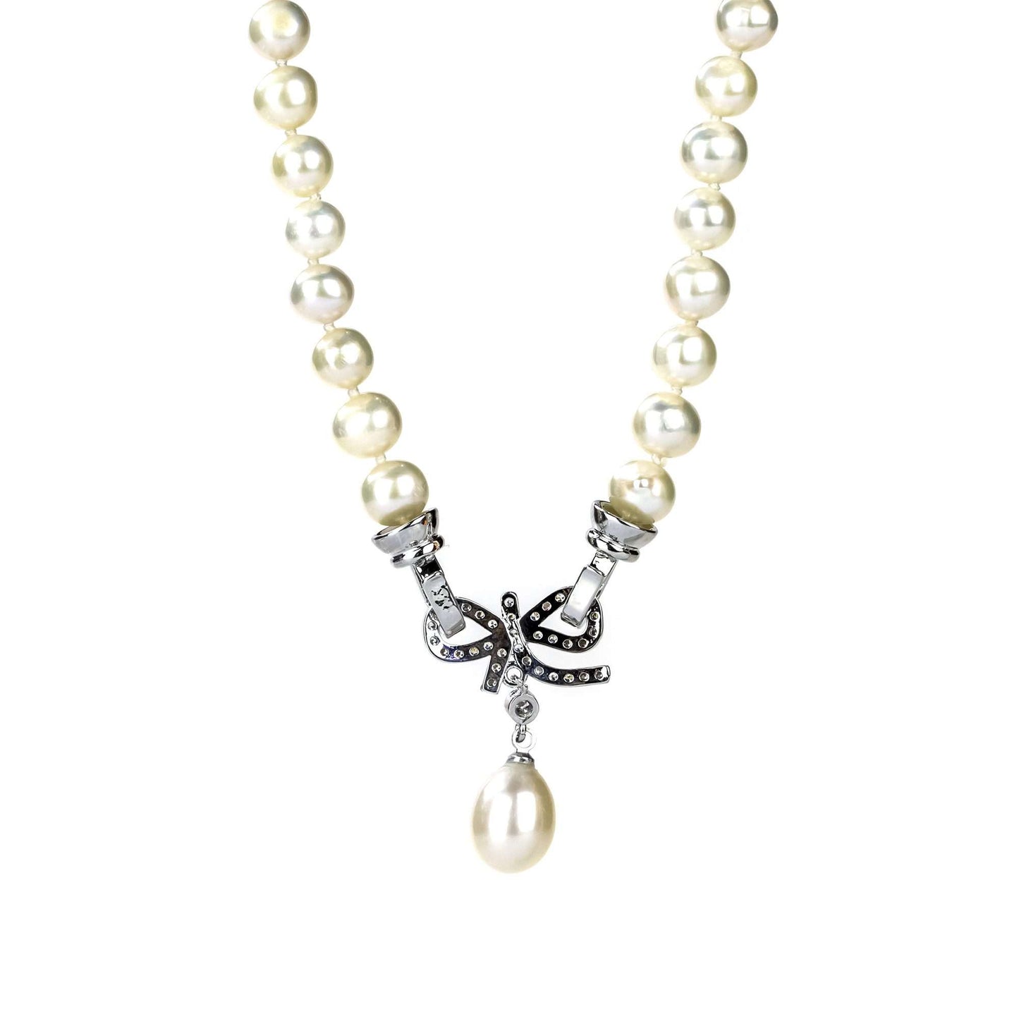 Freshwater Pearls White 17.7 inches Bulimba Strand Necklace with Drop Pearl Pendant 9-10 mm AAA-0