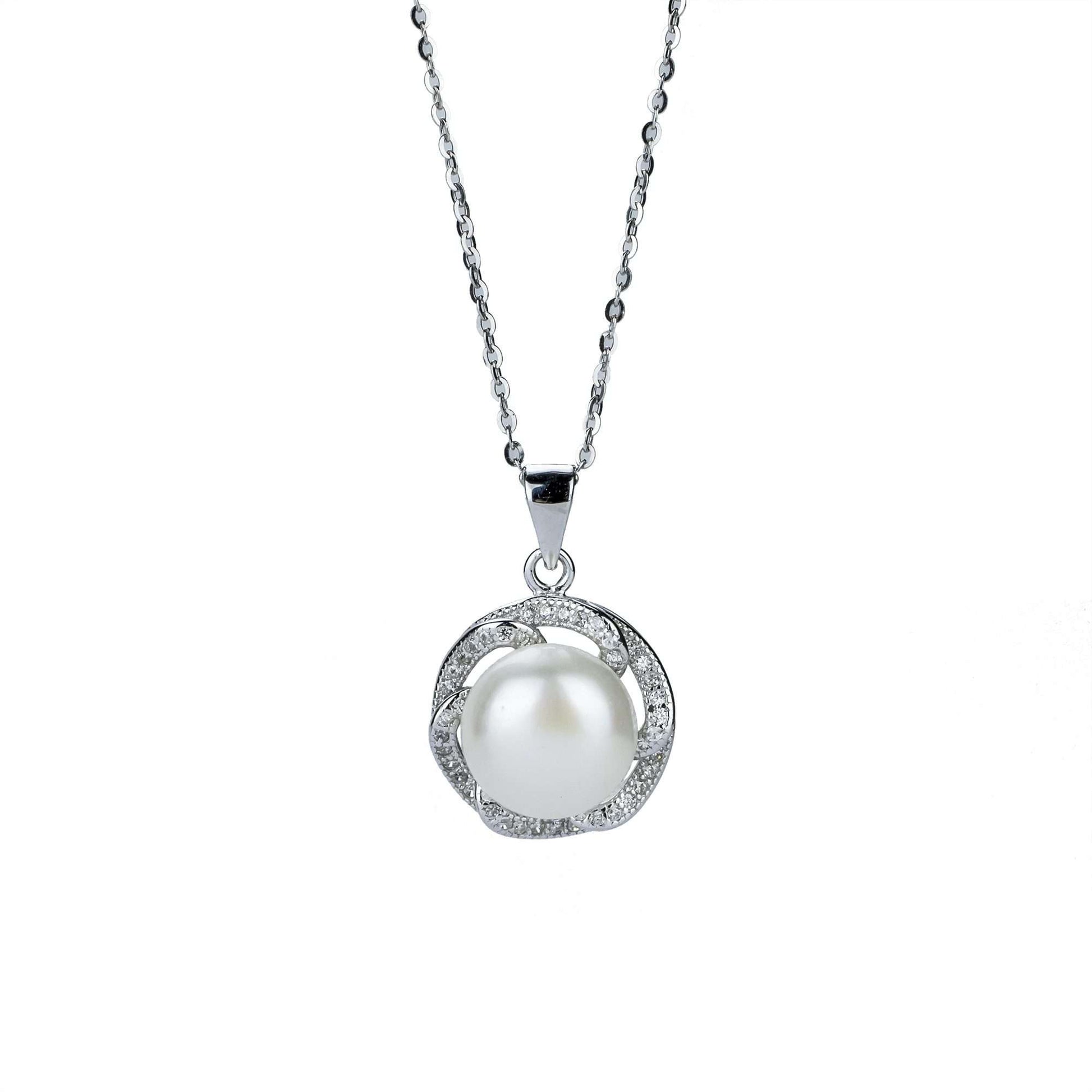 Freshwater Button Shape White Pearls Kensington Pendant 10.5 mm AAAA-0