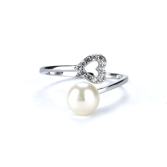 Freshwater Button Shape White Pearls Gelorup Ring 6 mm AAAA-0