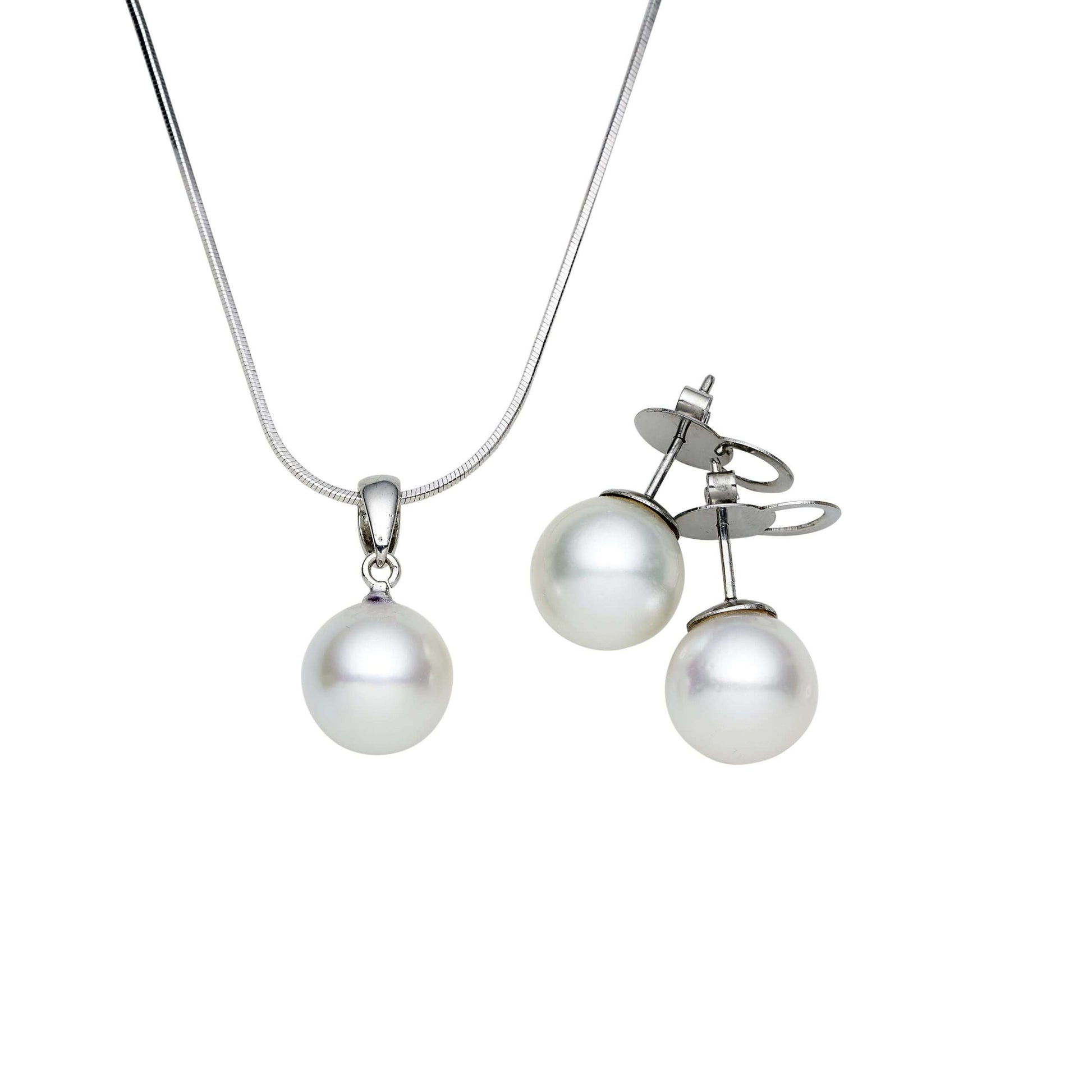 South Sea white pearl earrings with 14ct white gold