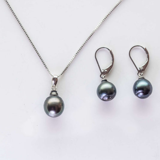 Tahitian South Sea Black Pearls Lara Set 8-10 mm-0