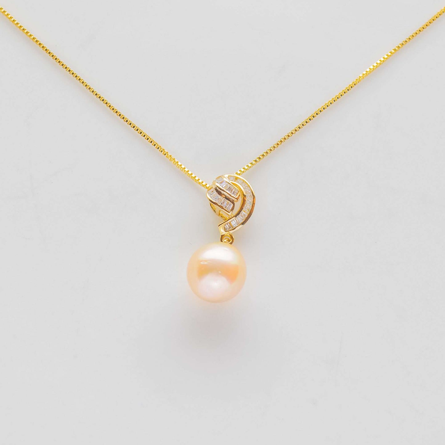 South Sea Golden Creamish Drop Pearl Kyoto Pendant Necklace 12 mm AAA-0