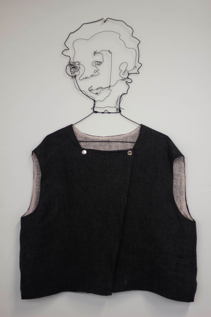 100% Linen Reversible Vest-0