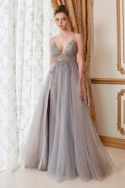 Ophelia Bead Strap Tulle Gown-1