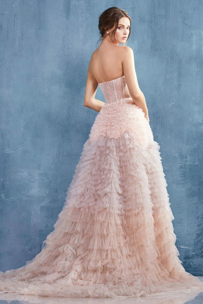 Strapless Ruffled Ombre Eva Ballgown-4