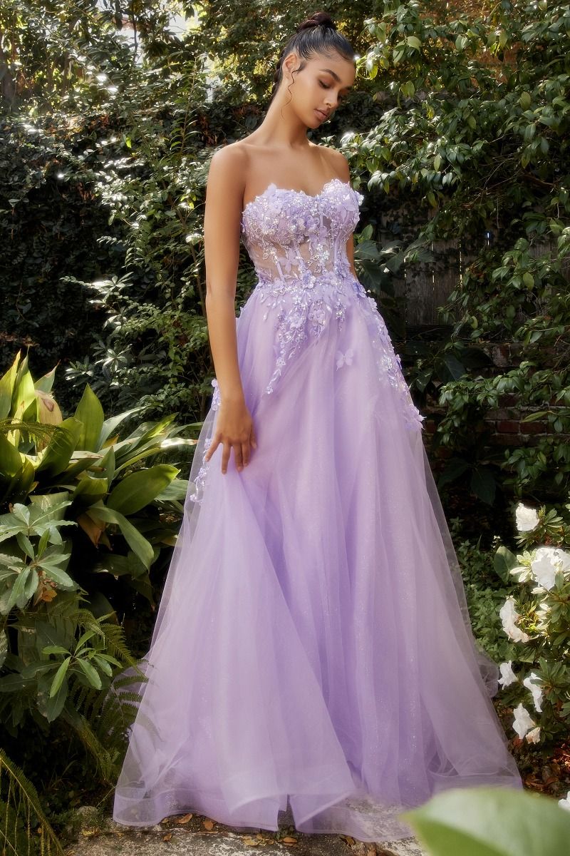 Strapless Floral Ball Gown-1