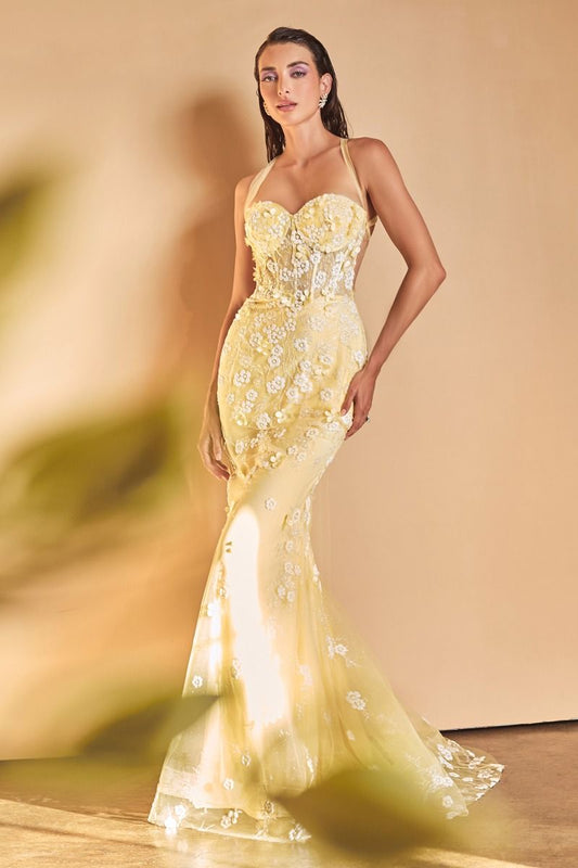 Embellished Daisy Mermaid Gown-0