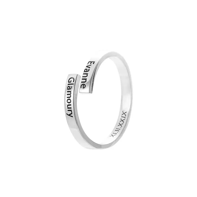 Full Silver 2-Name Ring - sterling silver ring-1