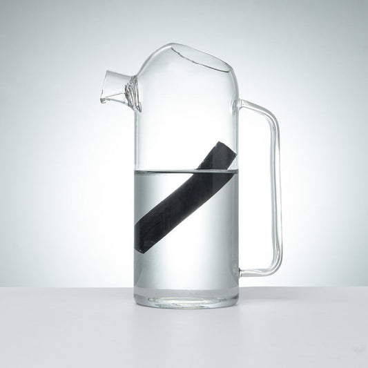 Carafe filtrante : carafe design en verre  + 1 charbon végétal BIO-0