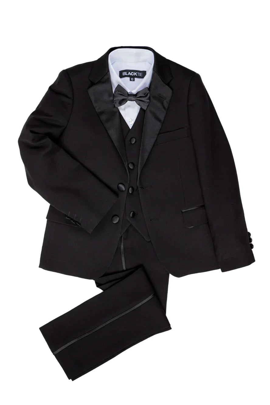 "Kingston" Kids Onyx Black Tuxedo (5-Piece Set)-5