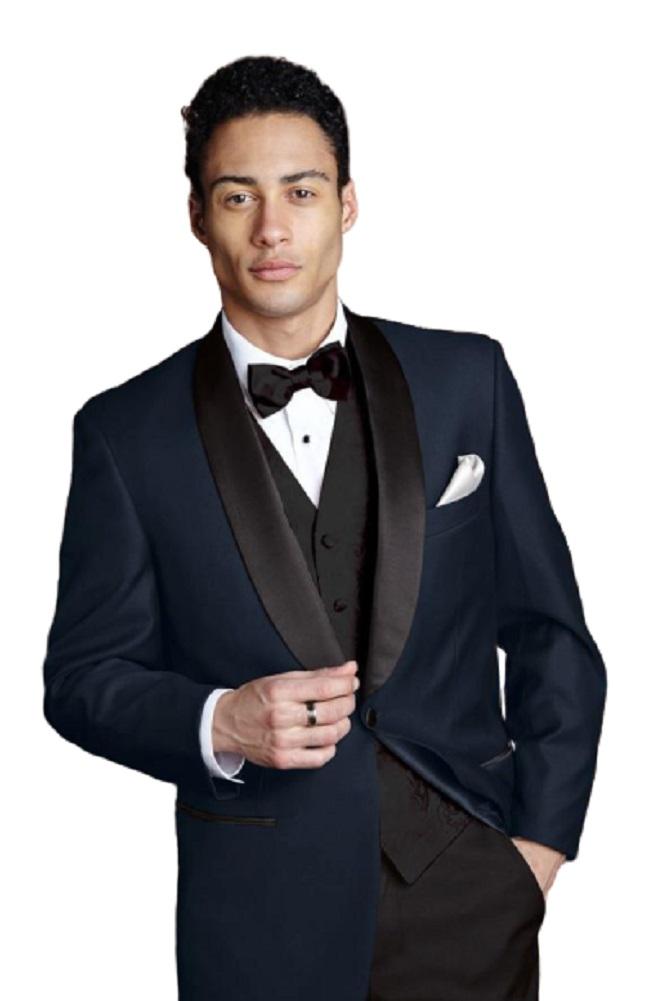 "Bradford" Navy Tuxedo Jacket Shawl (Separates)-1