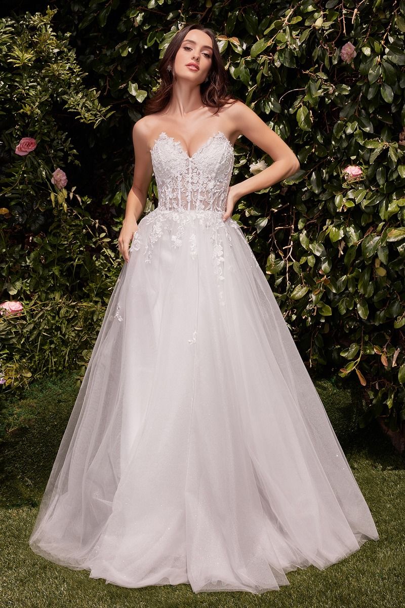 Strapless A-Line Lace & Tulle Wedding Dress-0