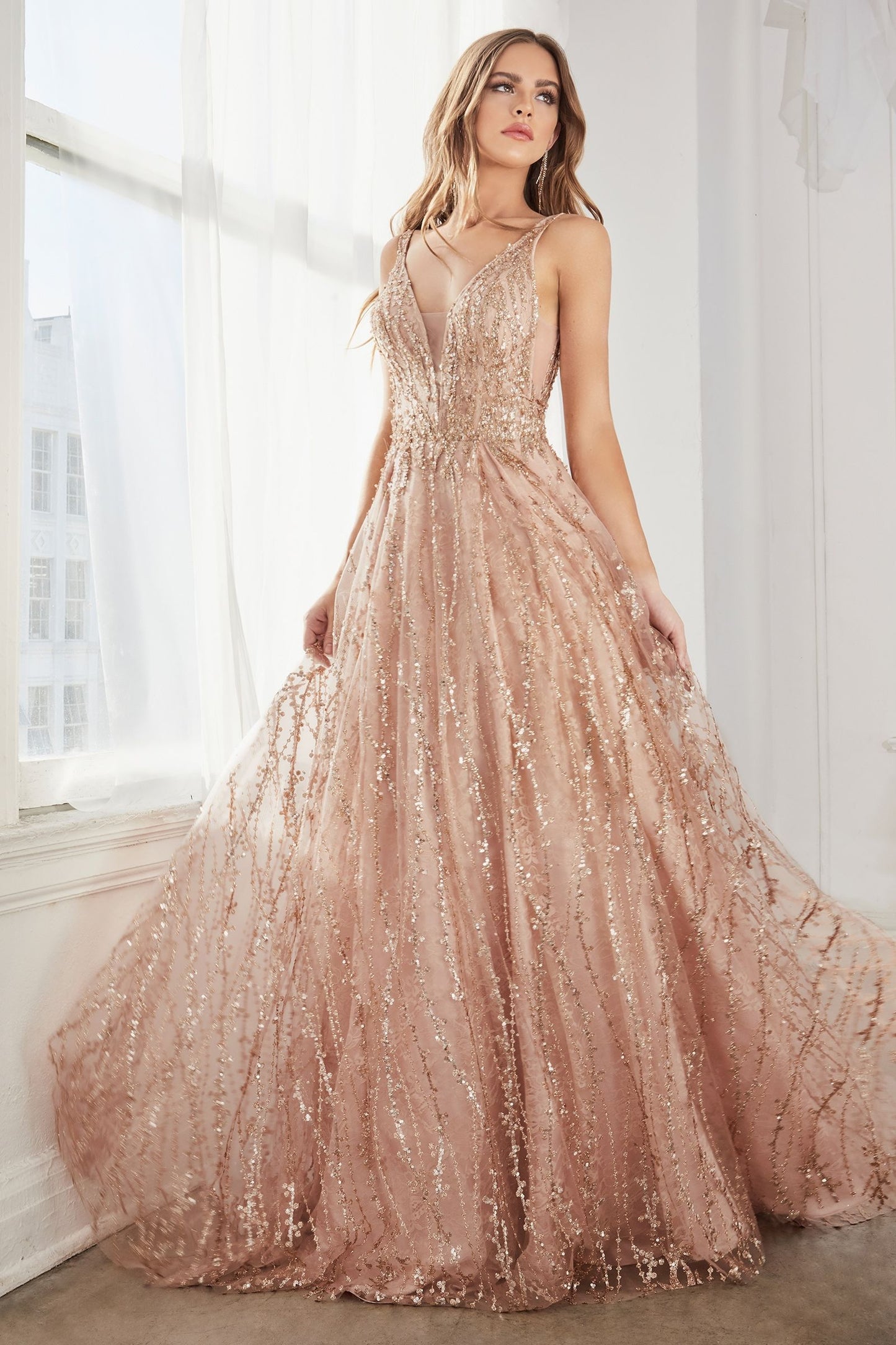 Glitter Lace Ball Gown-0