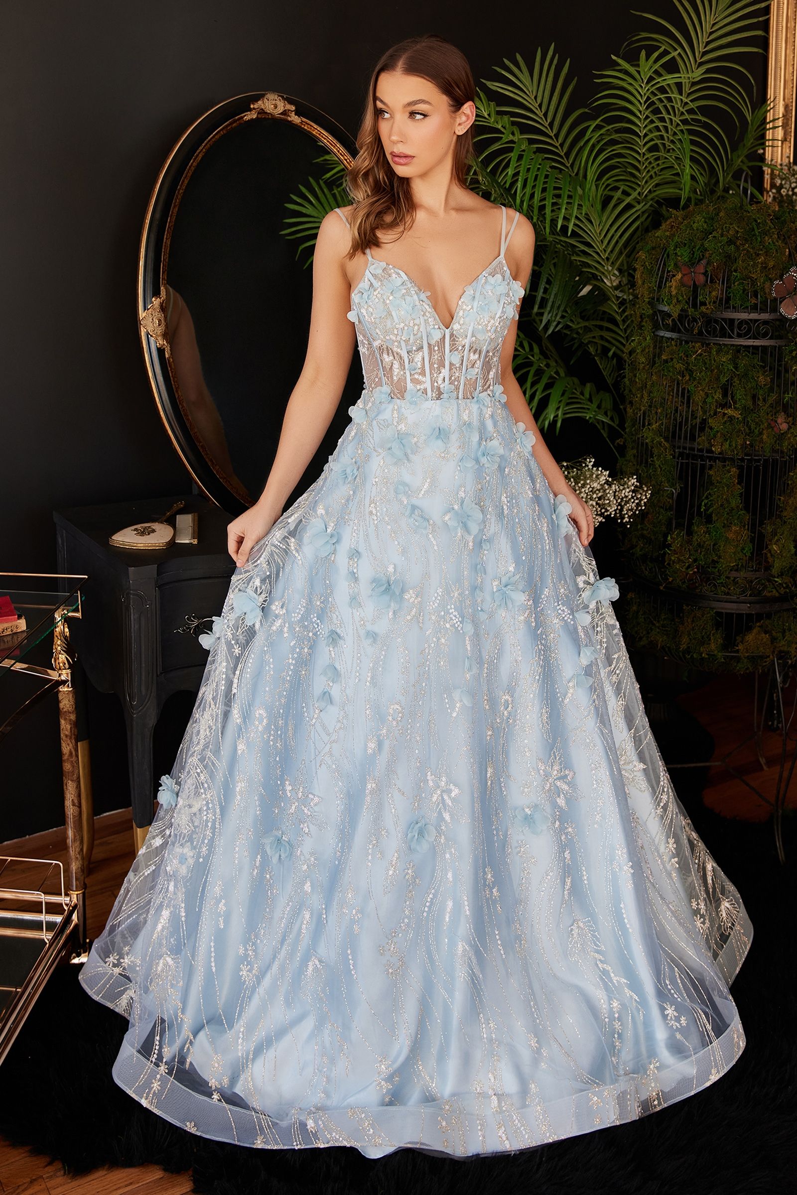 Floral Applique Ball Gown-0