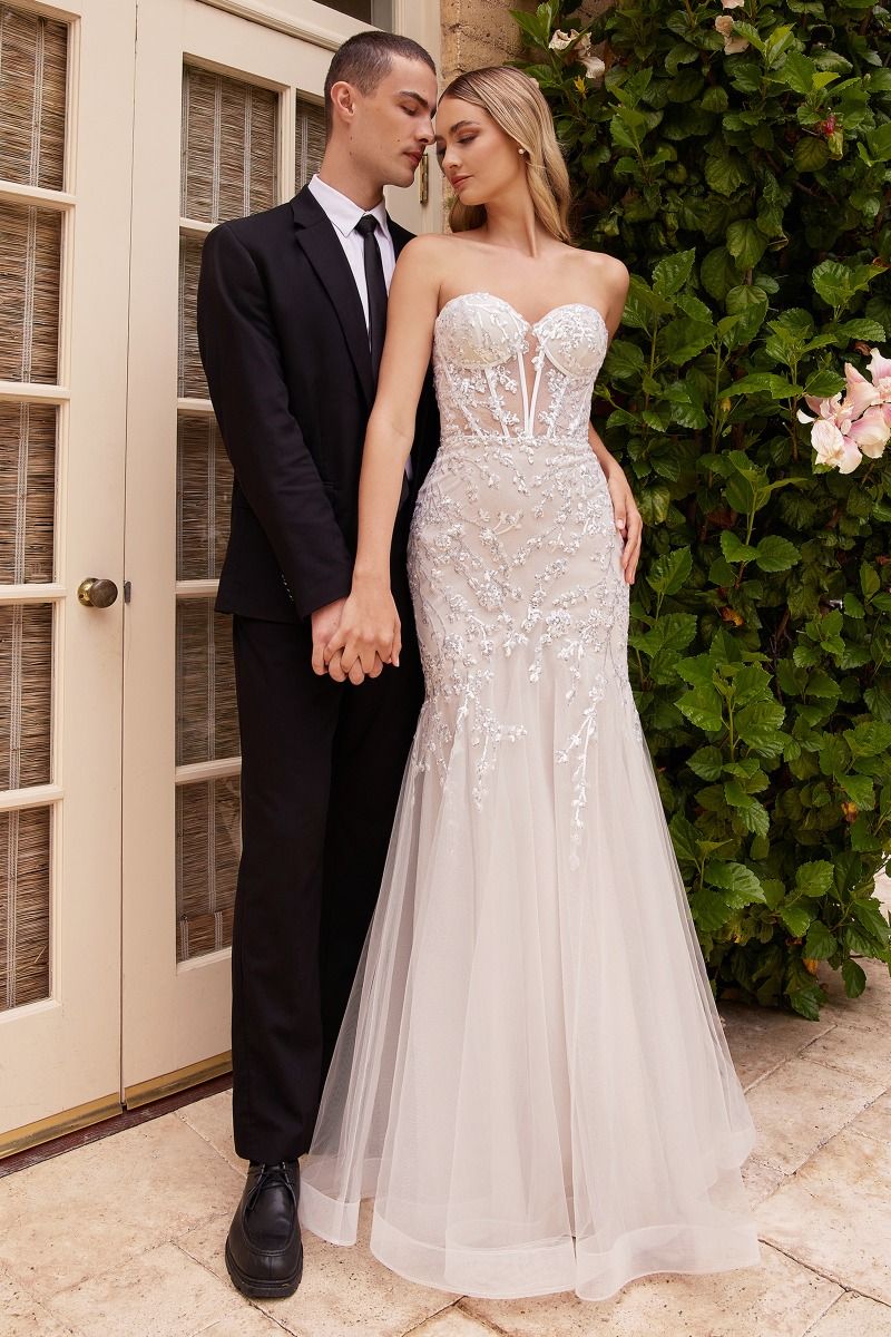 Strapless Embellished Mermaid Wedding Dress-0