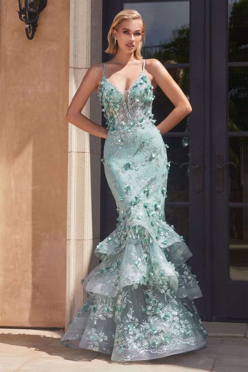 Floral Appliqued Mermaid Gown-9