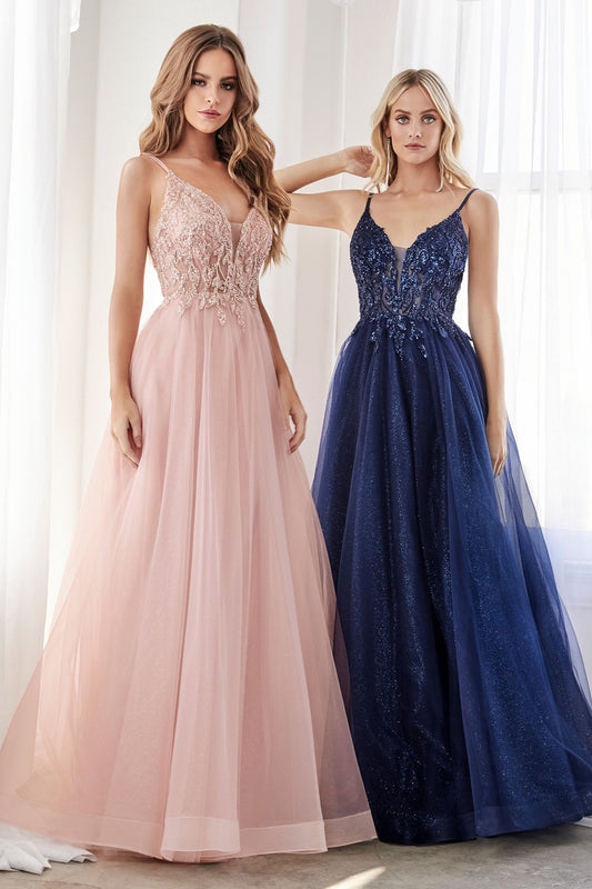 A-Line Layered Tulle Gown-0