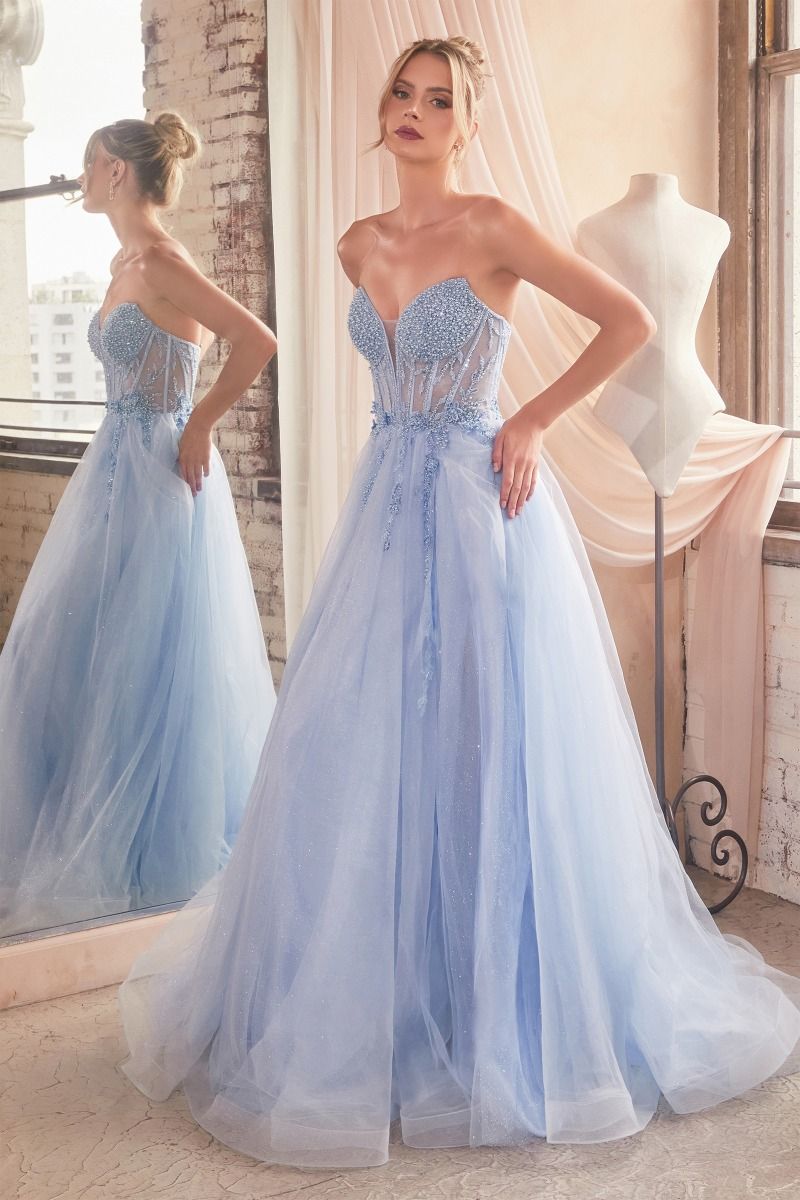 Strapless Layered Tulle Ball Gown-5