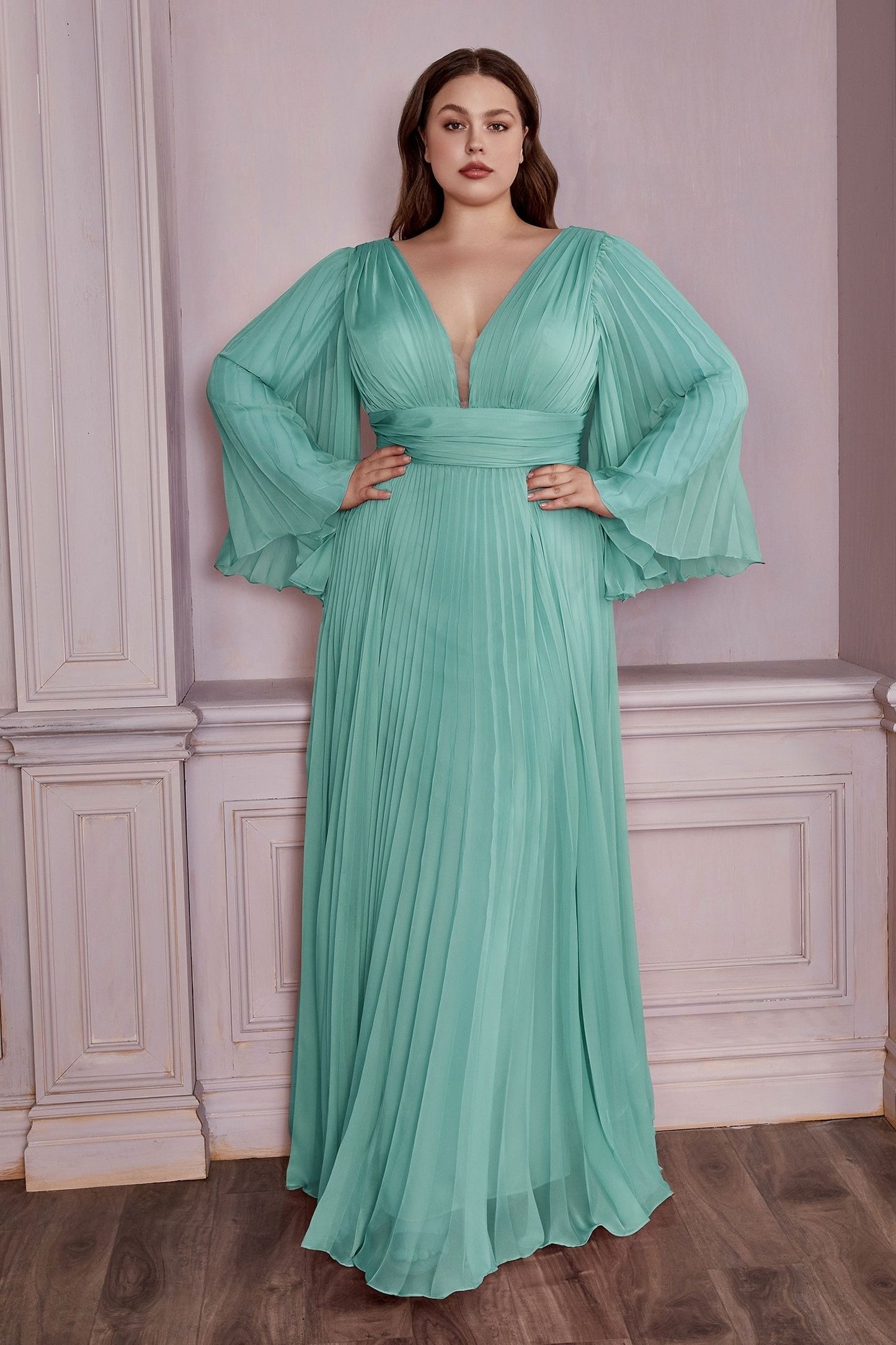 Long Sleeve Chiffon Gown-3